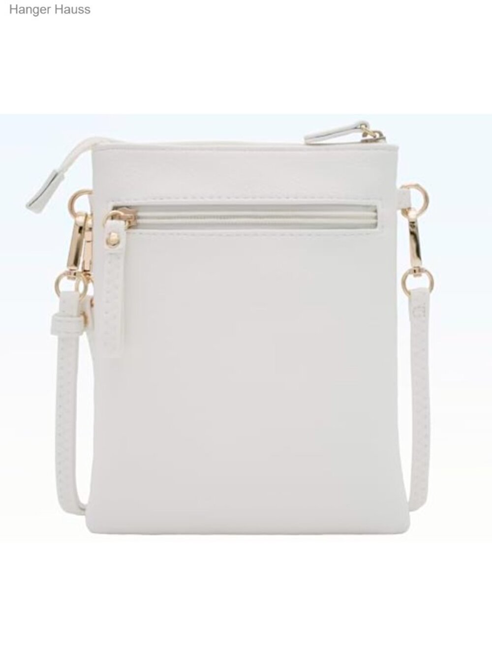 Faux Leather Crossbody Bag with Detachable Wristlet, Multi Zip Pockets, - Picture 4 of 6